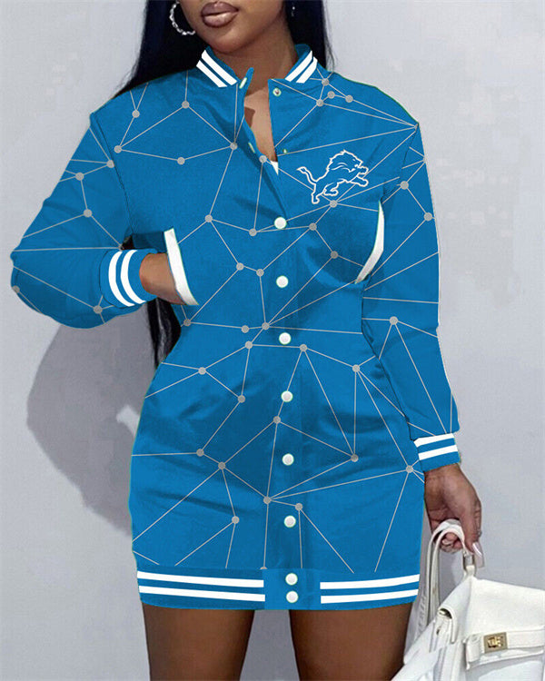 Detroit Lions Women Button Down Jacket Dress