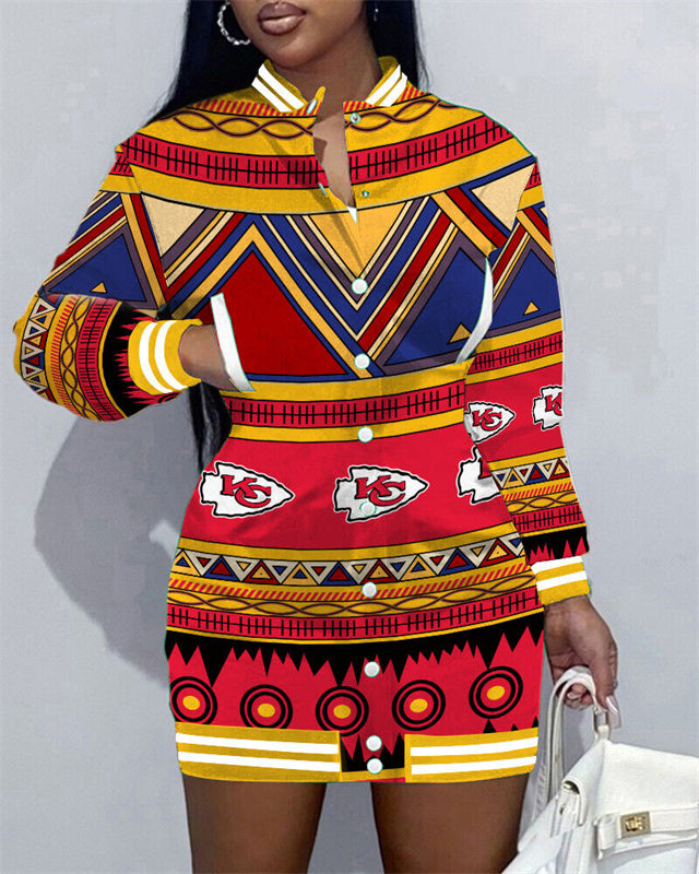 Kansas City Chiefs Women Button Down Jacket Dress