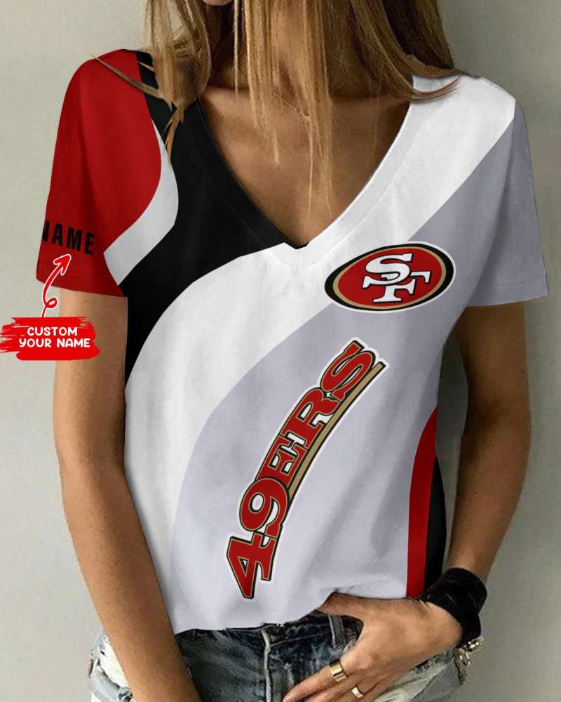 San Francisco 49ers Personalized Summer V-neck T-shirt