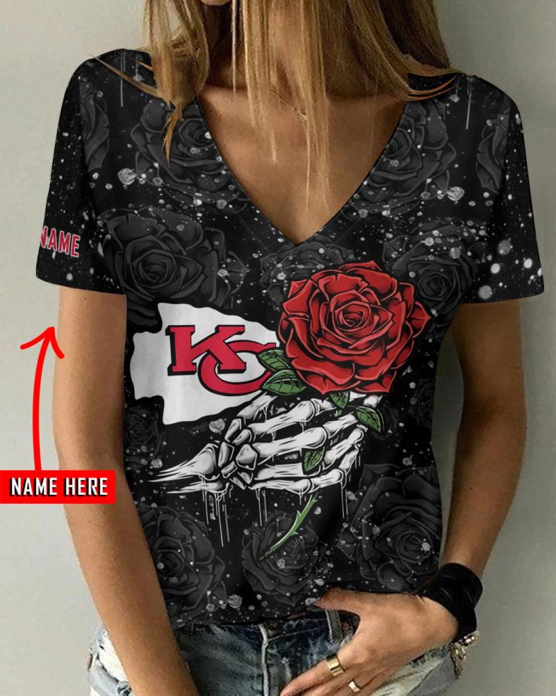 Kansas City Chiefs Personalized V-neck Women T-shirt