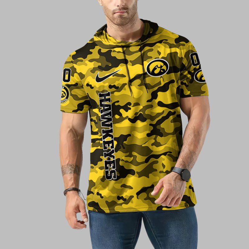 Iowa Hawkeyes Camo Short Sleeve Hoodie