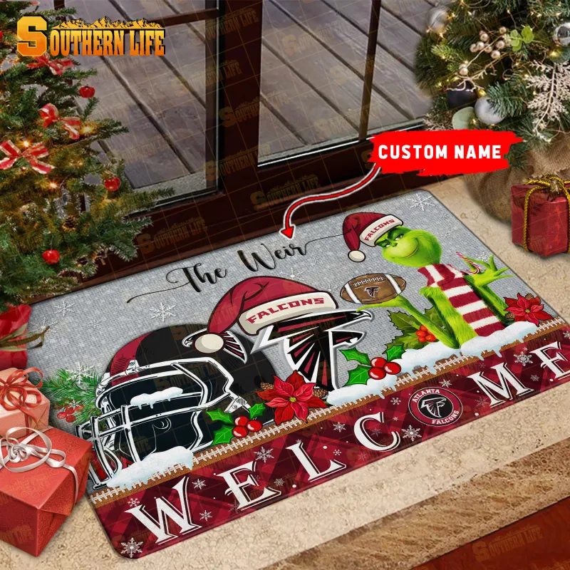 Atlanta Falcons Personalized Christmas Doormat