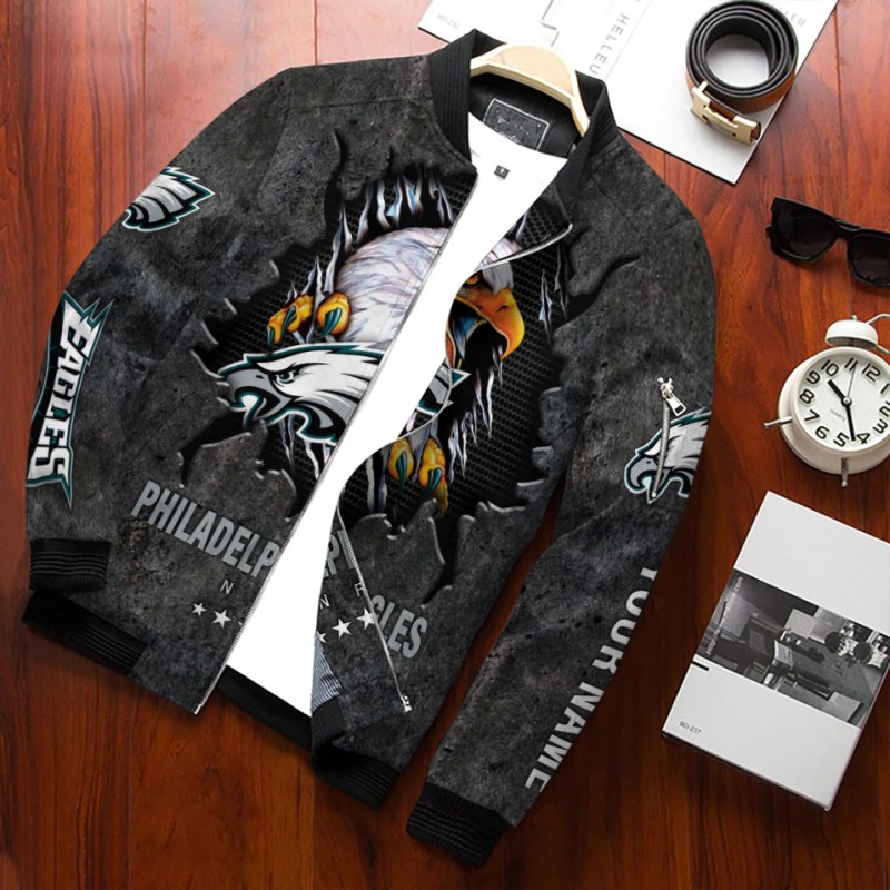 Philadelphia Eagles Personalized Bomber Jacket - Side View