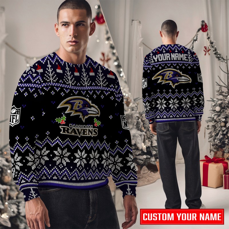 Baltimore Ravens Ugly Christmas Sweater Studio View