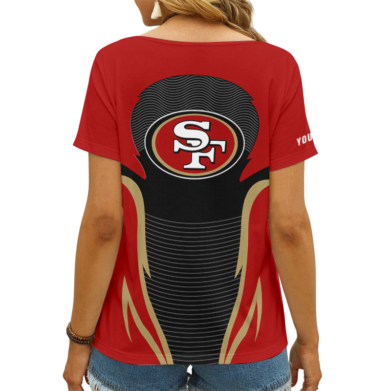 San Francisco 49ers Personalized V-neck Women T-shirt - Different Angle