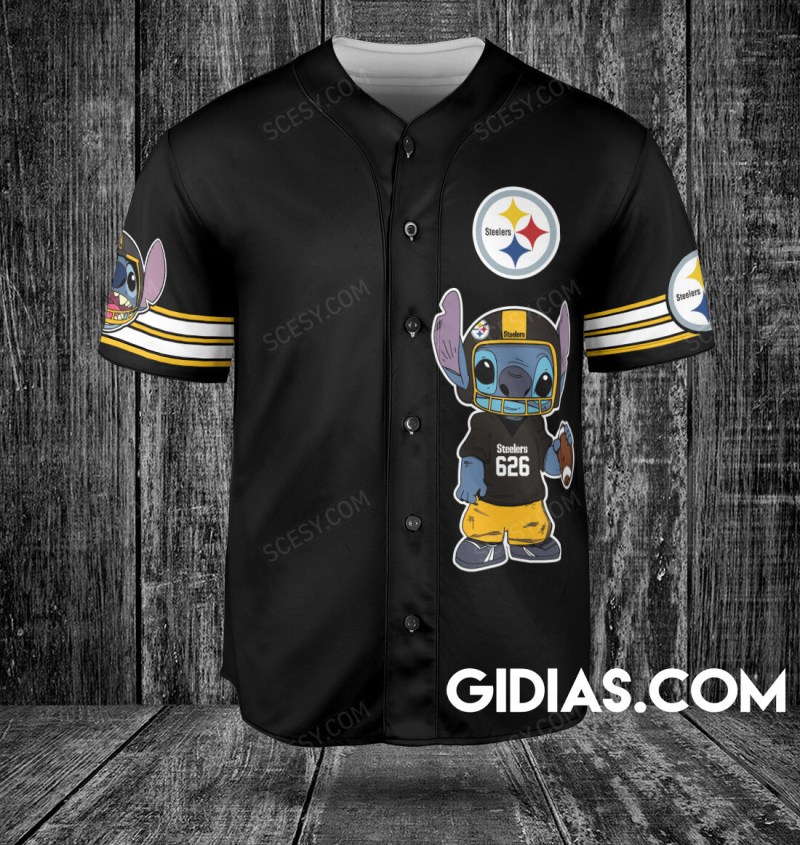 Pittsburgh Steelers Lilo And Stitch Baseball Jersey
