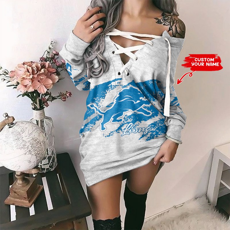 Detroit Lions Personalized Lace-Up Sweatshirt