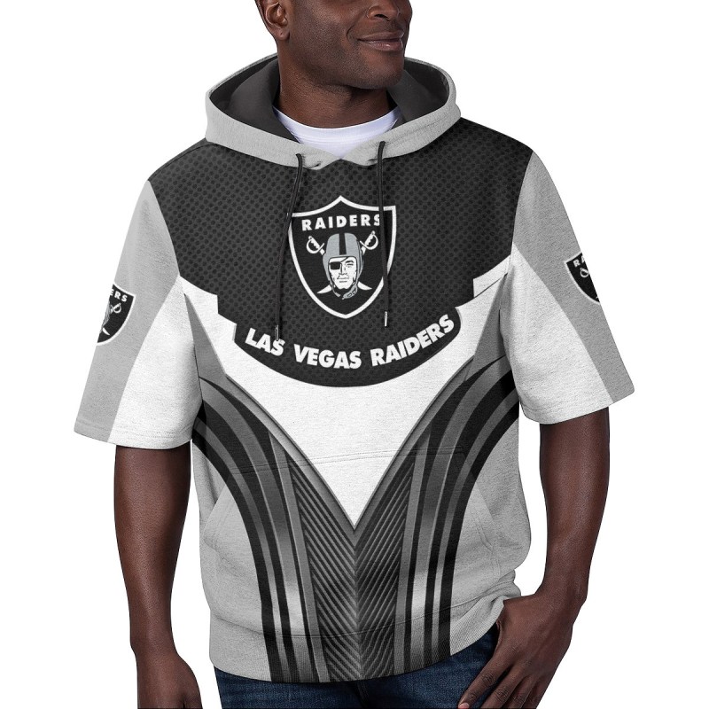 Las Vegas Raiders Short Sleeve Hoodie - Front View