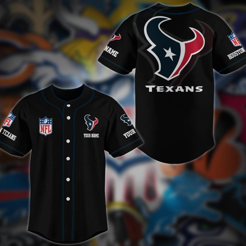 Houston Texans Personalized Baseball Jersey - Front View