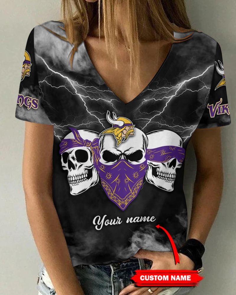 Minnesota Vikings V-neck T-shirt Front View