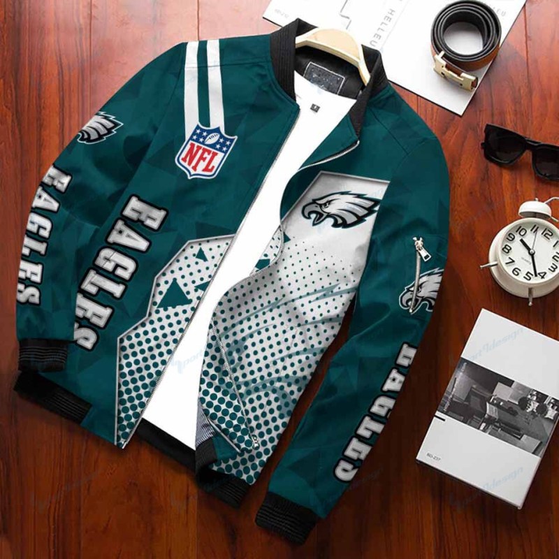 Philadelphia Eagles Personalized Bomber Jacket Back View