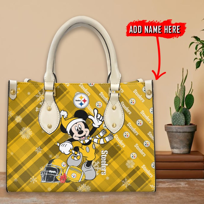 Pittsburgh Steelers Christmas Leather Hand Bag - Image 2