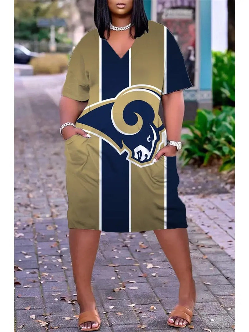 Los Angeles Rams V-neck Casual Pocket Dress