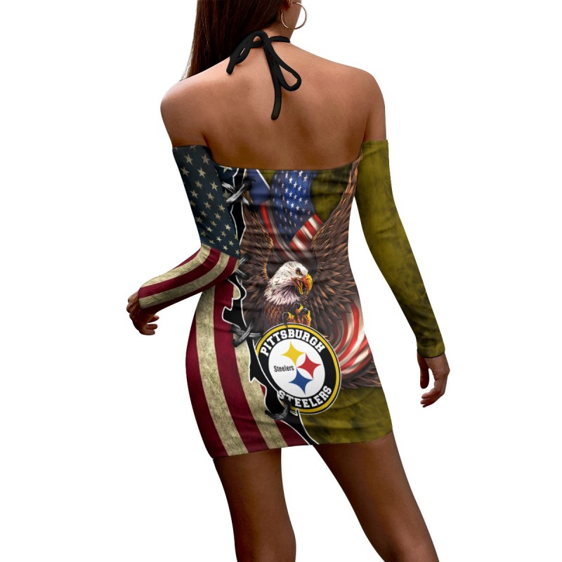Pittsburgh Steelers Halter Lace-up Dress
