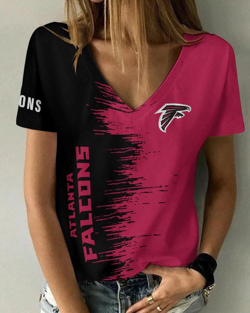 Atlanta Falcons Summer V-neck Women T-shirt