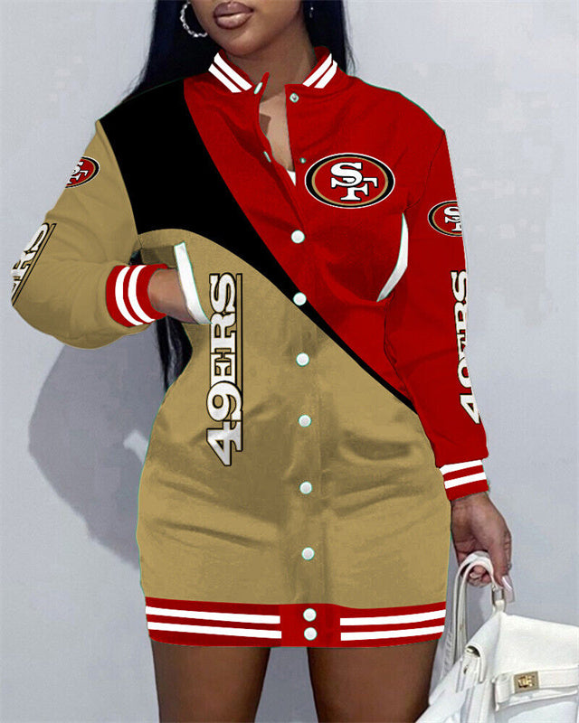 San Francisco 49ers Women Button Down Jacket Dress