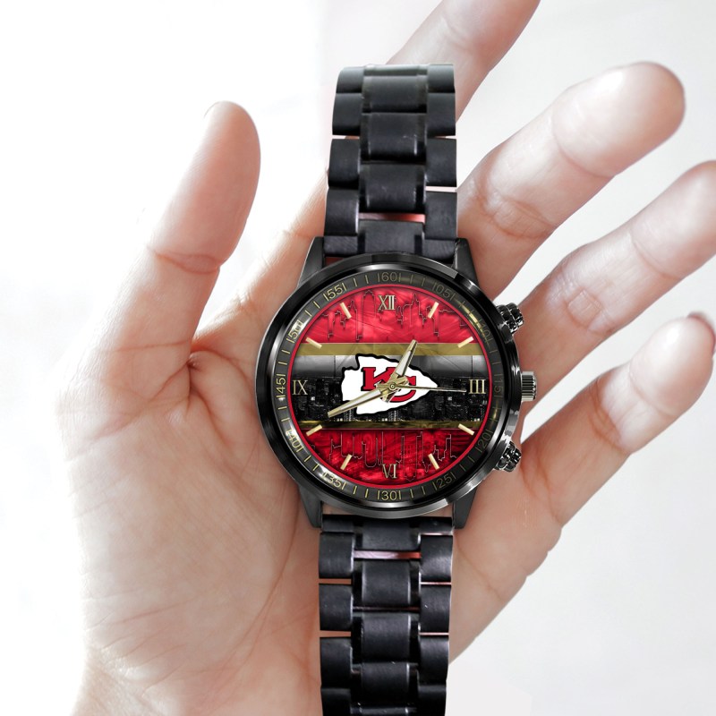 Black Stainless Steel Watch for NFL Fans