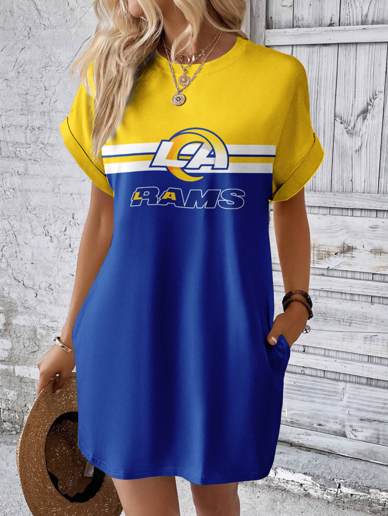 Los Angeles Rams Hidden Pocket Batwing Casual Dress