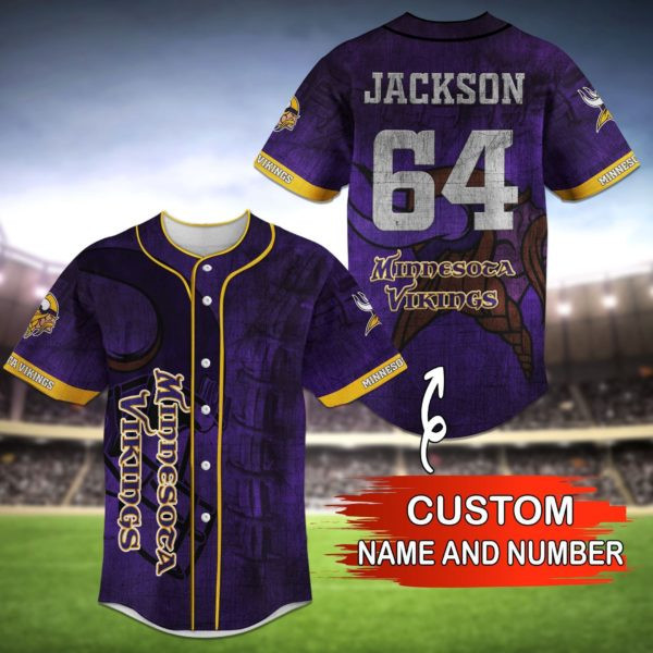 Minnesota Vikings Personalized Baseball Jersey