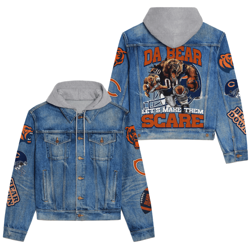 Chicago Bears Hooded Denim Jacket 1