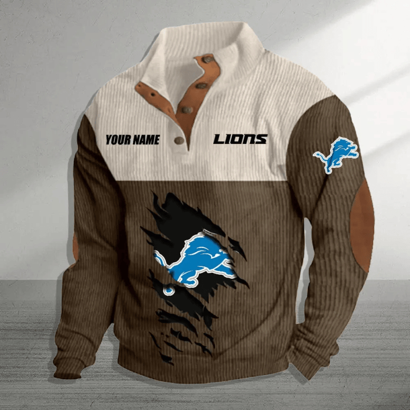 Detroit Lions Colorful Stand Collar Sweatshirt Image 3