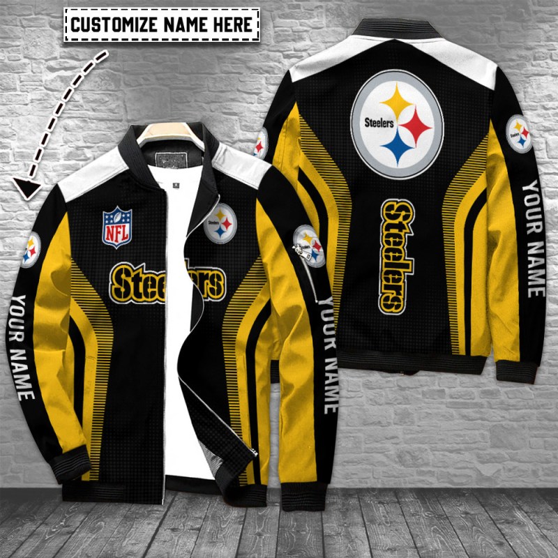 Pittsburgh Steelers Personalized Bomber Jacket Front View