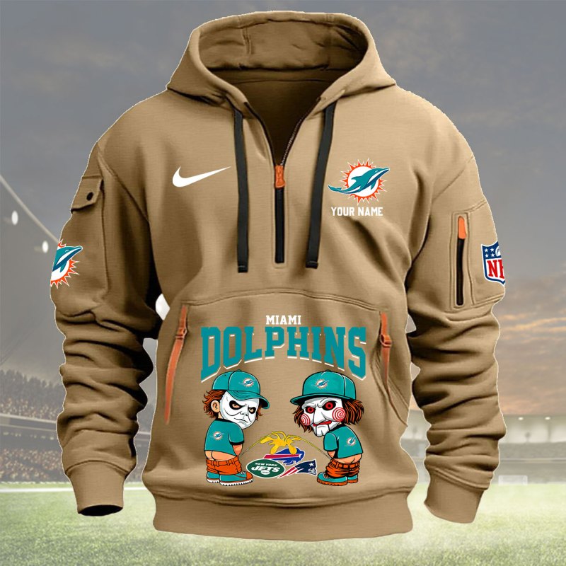 Khaki Miami Dolphins Hoodie