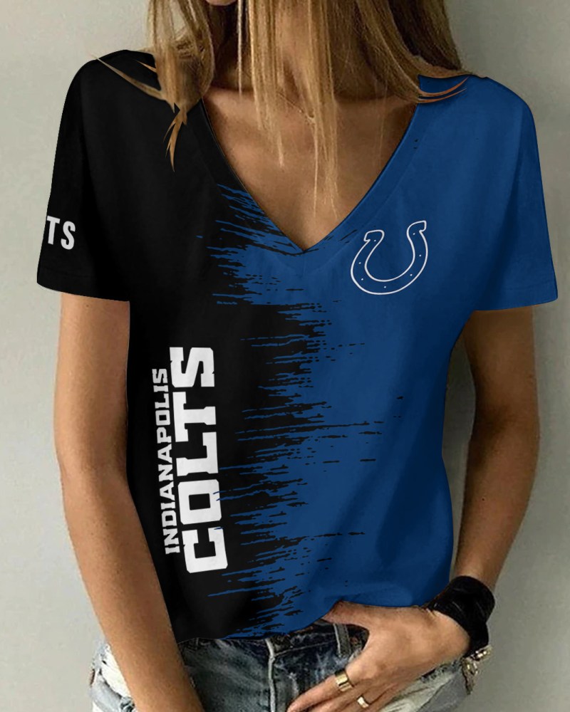 Indianapolis Colts Summer V-Neck Women T-Shirt Front View