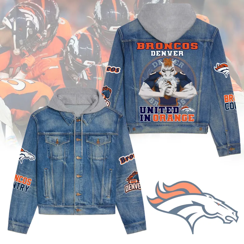 Denver Broncos Premium Hooded Denim Jacket