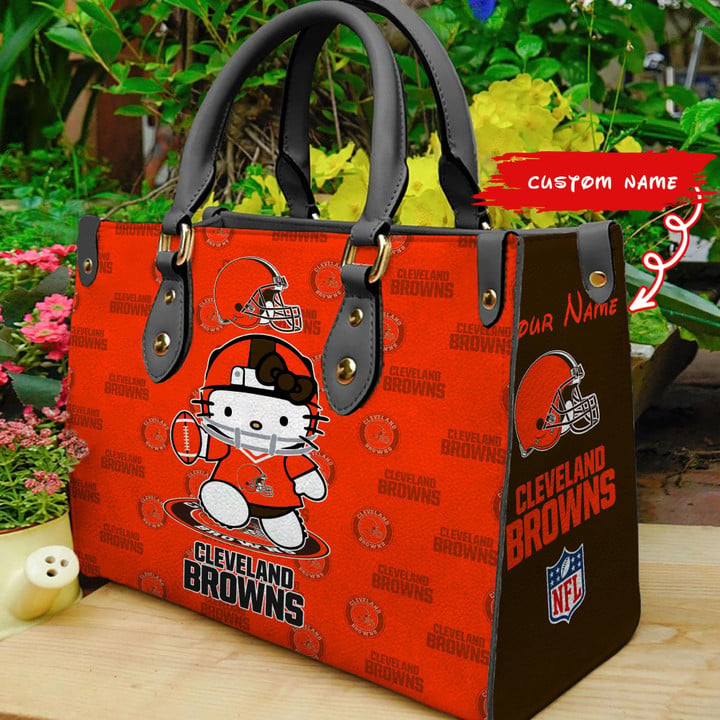 Cleveland Browns Kitty Personalized Leather Hand Bag