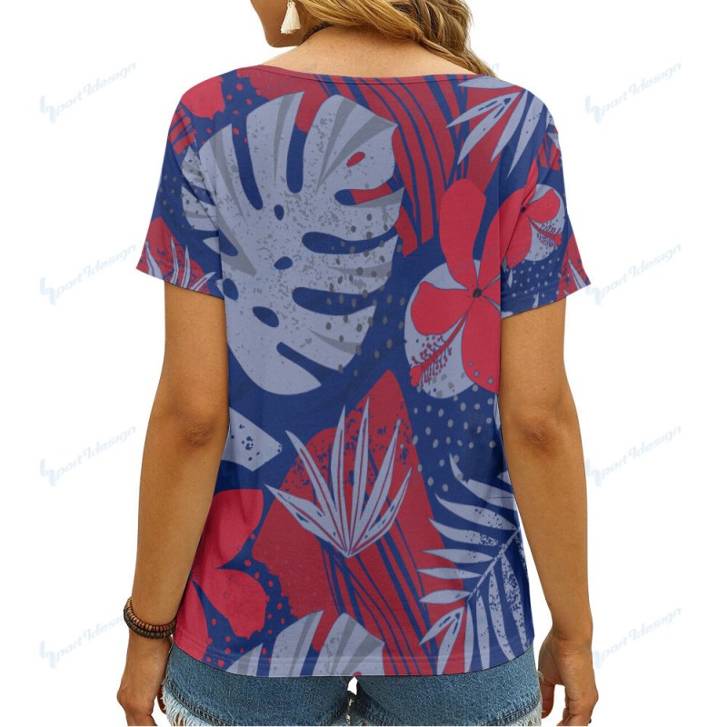 New York Giants Summer V-neck Women T-shirt