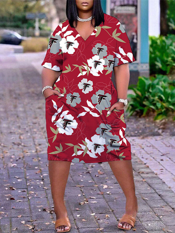 Atlanta Falcons V-neck Casual Pocket Dress