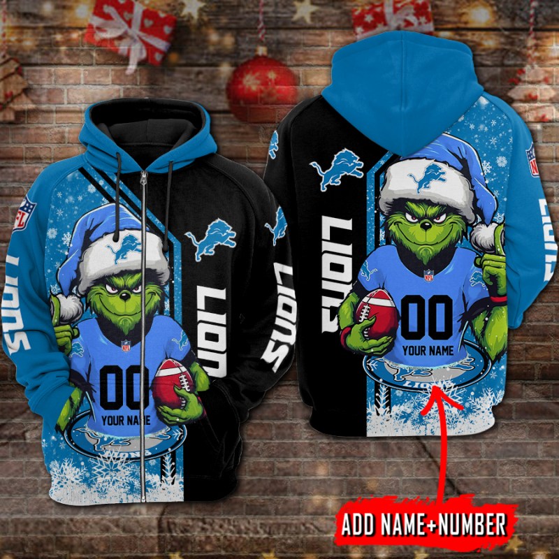 Detroit Lions Personalized Christmas Hoodie - Detail View
