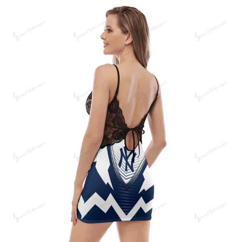 New York Yankees Lace Back Strap Slip Dress Close Up