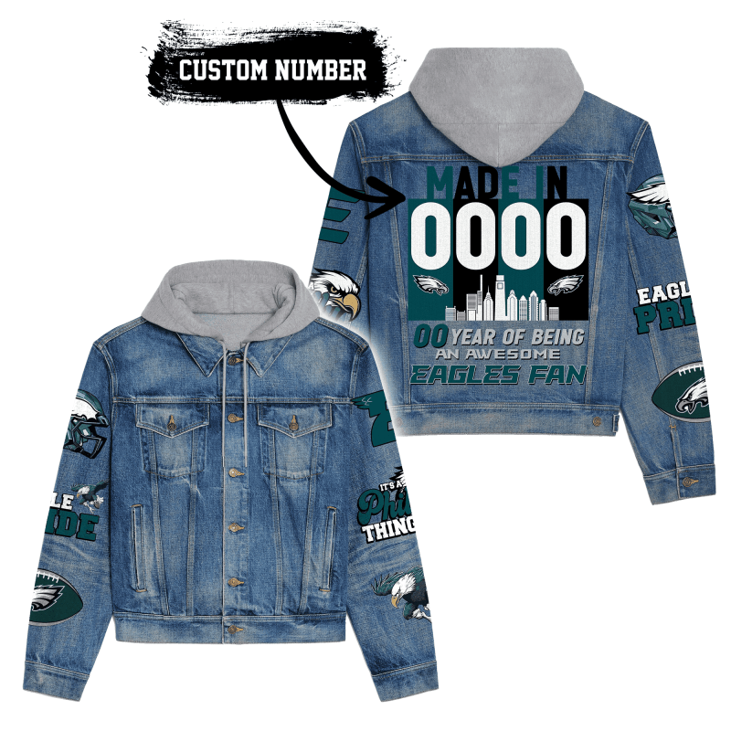 Philadelphia Eagles Premium Hooded Denim Jacket