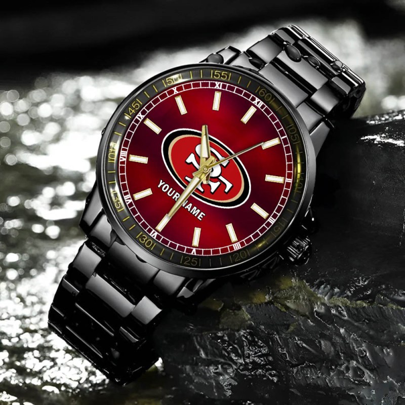 San Francisco 49ers NFL Personalized Black Hand Watch Gift For Fans