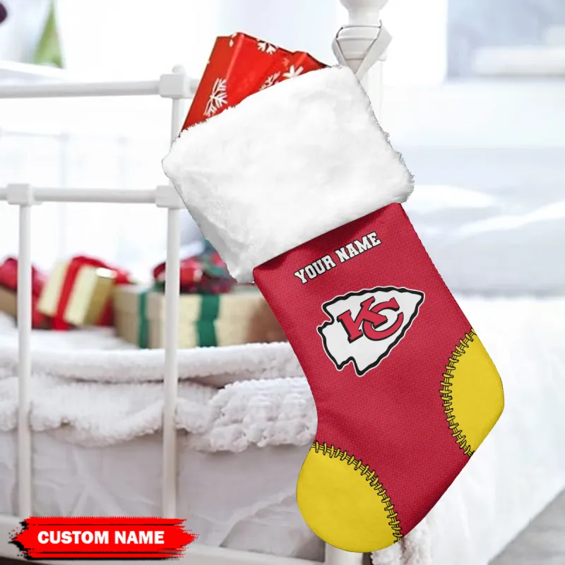 Kansas City Chiefs Personalized Christmas Sock Mockup 2