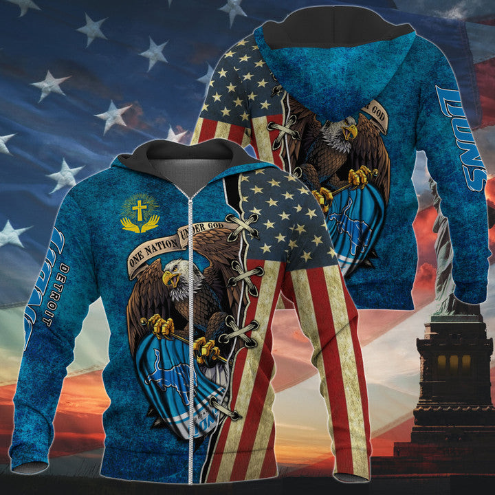 One Nation Under God Detroit Lions Hoodie