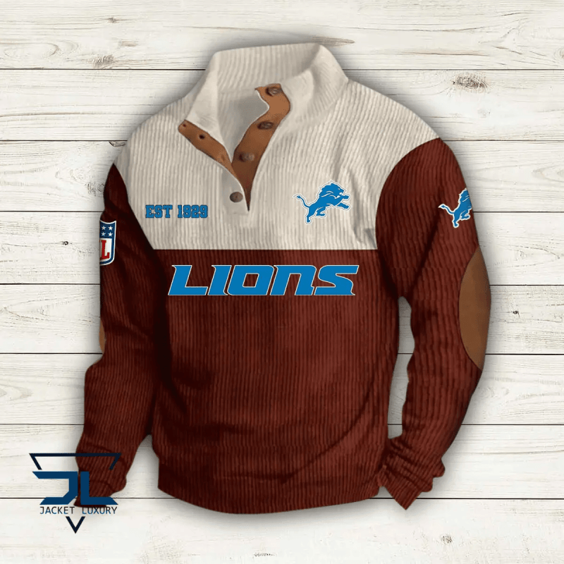 Detroit Lions Colorful Stand Collar Sweatshirt Image 3