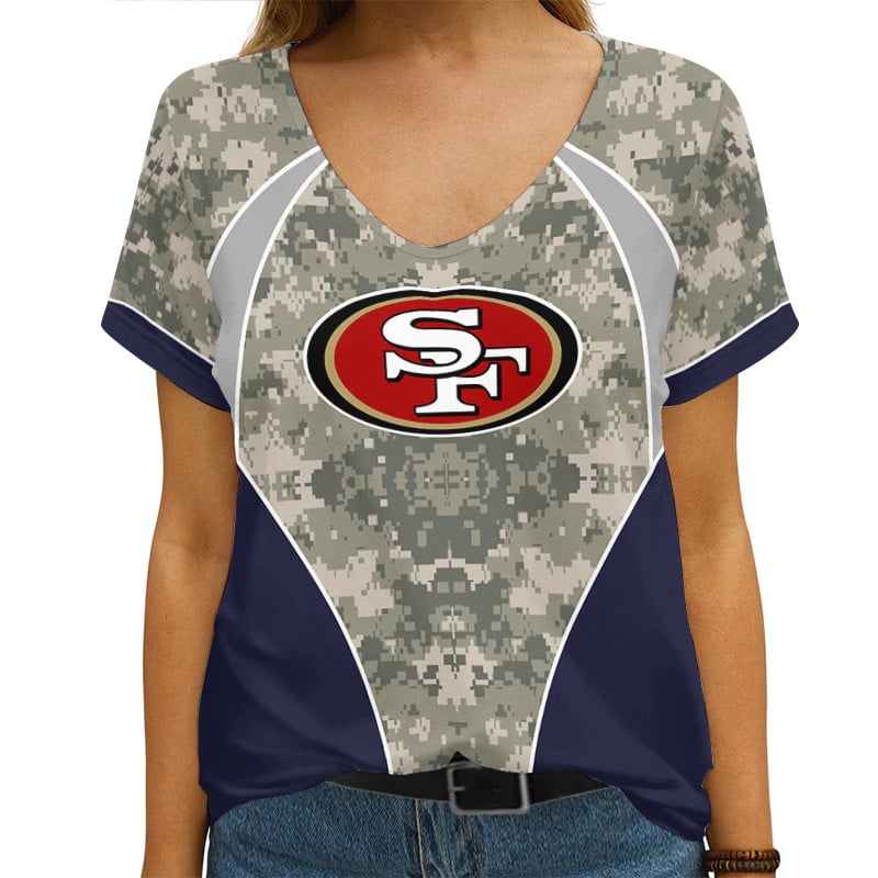 San Francisco 49ers Personalized V-neck Women T-shirt