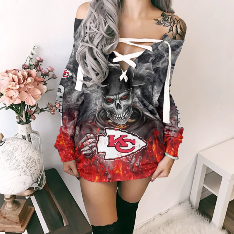 Kansas City Chiefs Lace-Up Sweatshirt Back View