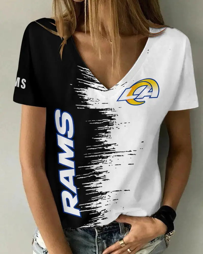 Los Angeles Rams Summer V-neck Women T-shirt
