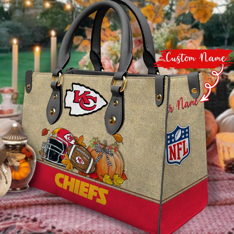 Kansas City Chiefs Personalized Leather Hand Bag