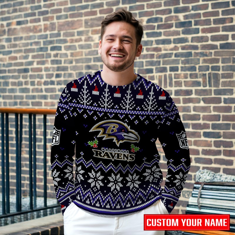 Baltimore Ravens Ugly Christmas Sweater Outdoor Close-up