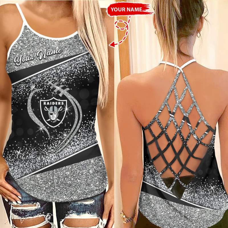 Las Vegas Raiders Personalized Criss Cross Tank Top