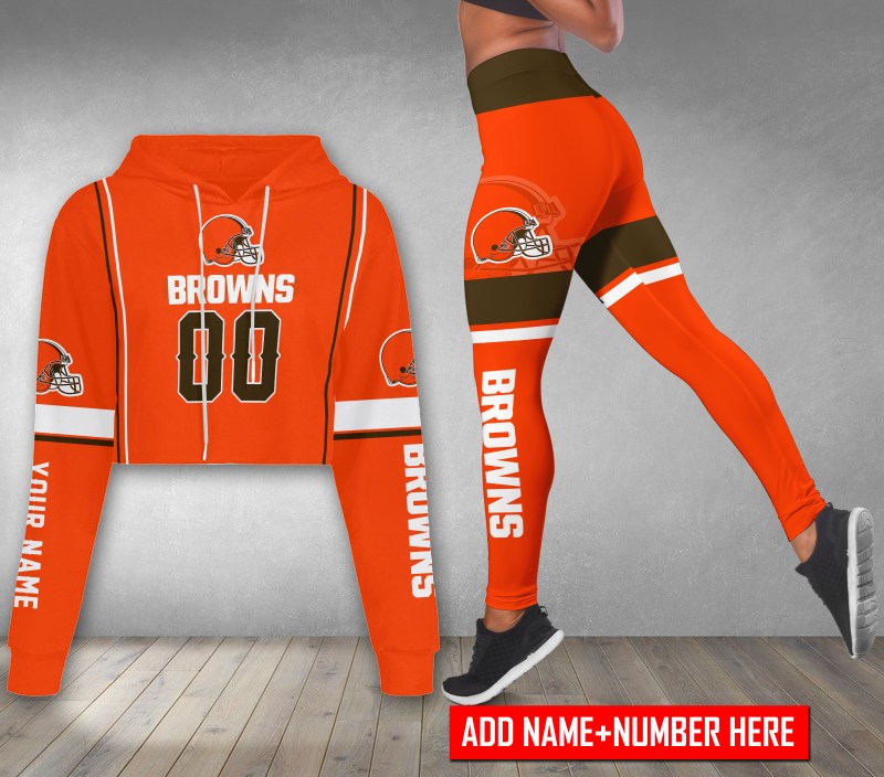 Cleveland Browns Croptop Hoodie and Leggings Set