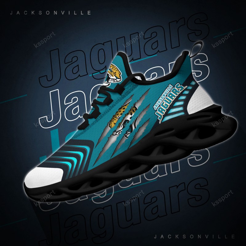 Jacksonville Jaguars Yezy Running Sneakers Close Up