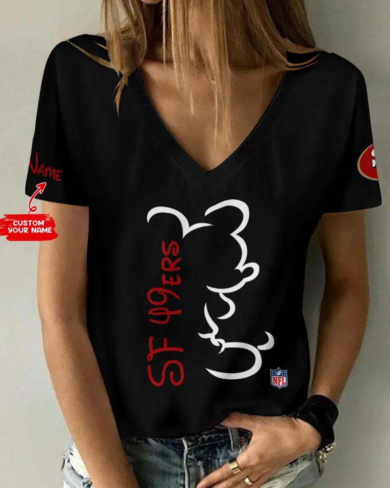San Francisco 49ers Personalized V-neck Women T-shirt