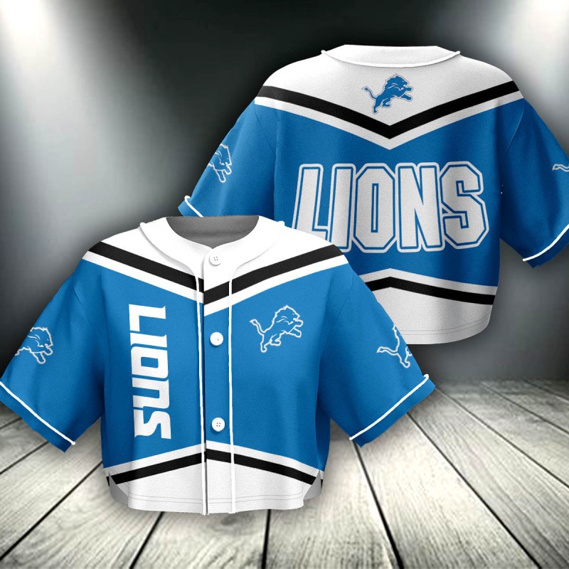 Detroit Lions Crop Top Baseball Jersey