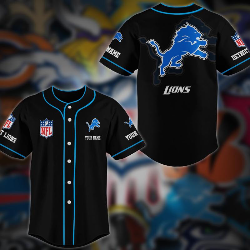 Detroit Lions Personalized Baseball Jersey